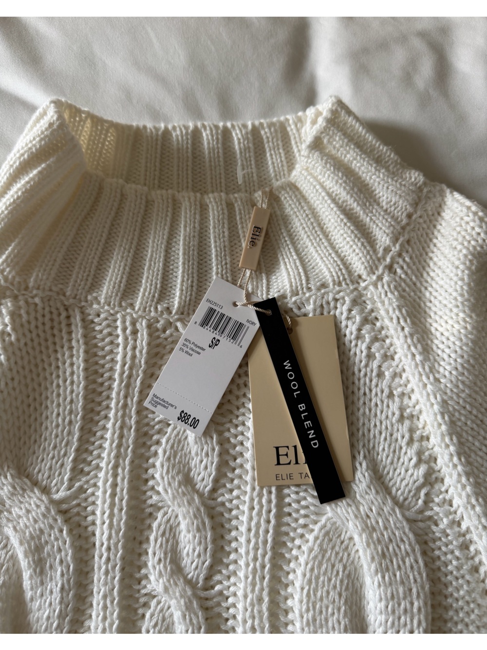 Elie Tahari Cable Knit Sweater - Cream - Picture 2 of 4